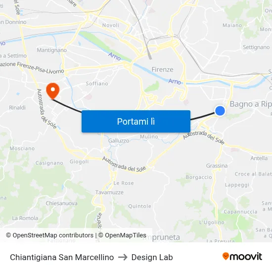 Chiantigiana San Marcellino to Design Lab map