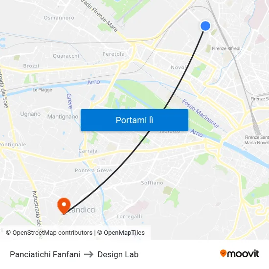 Panciatichi Fanfani to Design Lab map