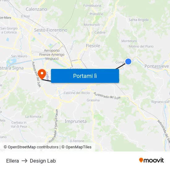 Ellera to Design Lab map