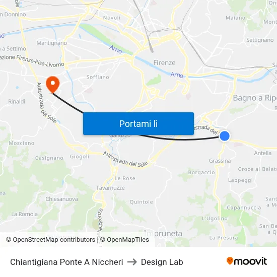 Chiantigiana Ponte A Niccheri to Design Lab map