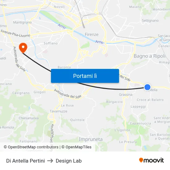 Di Antella Pertini to Design Lab map