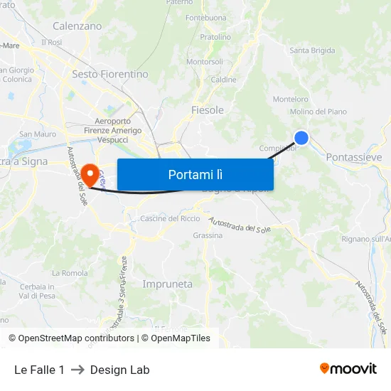 Le Falle 1 to Design Lab map