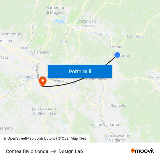 Contea Bivio Londa to Design Lab map