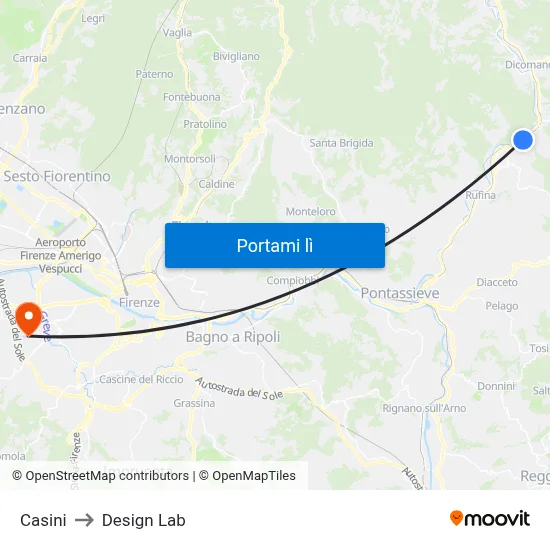 Casini to Design Lab map