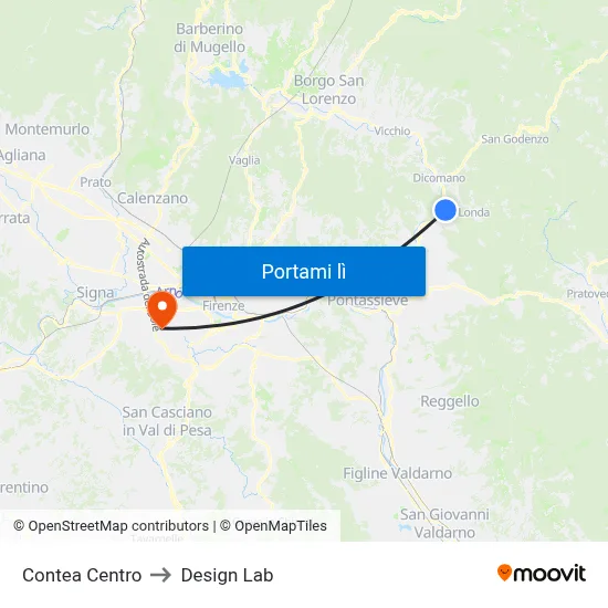 Contea Centro to Design Lab map