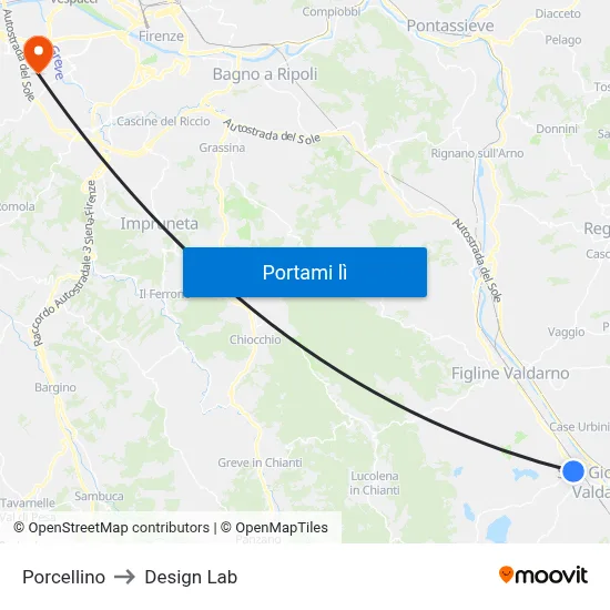 Porcellino to Design Lab map