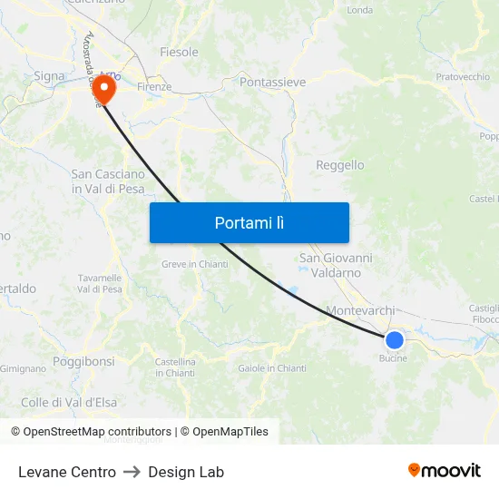 Levane Centro to Design Lab map