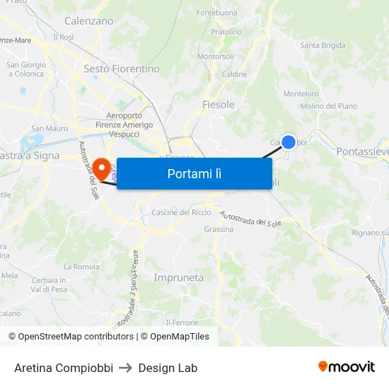 Aretina Compiobbi to Design Lab map