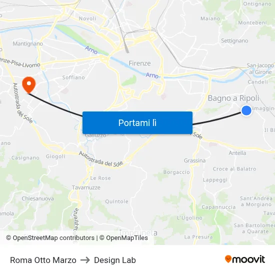 Roma Otto Marzo to Design Lab map