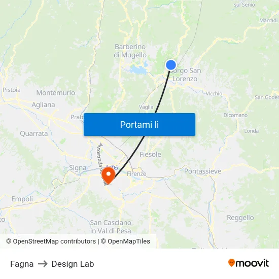 Fagna to Design Lab map