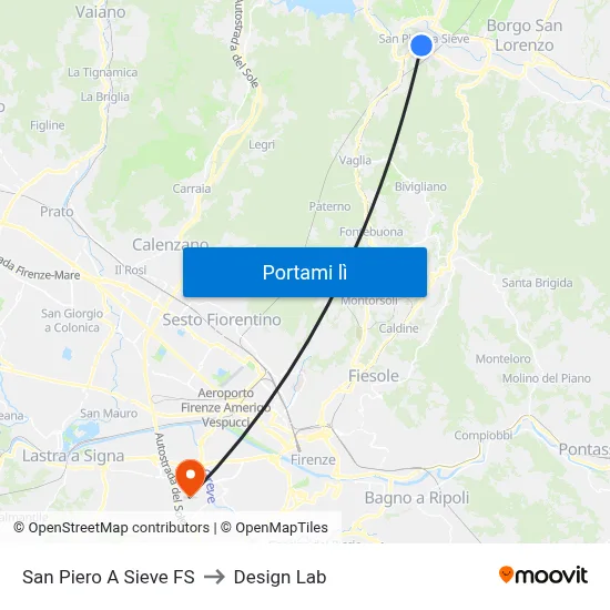 San Piero A Sieve FS to Design Lab map