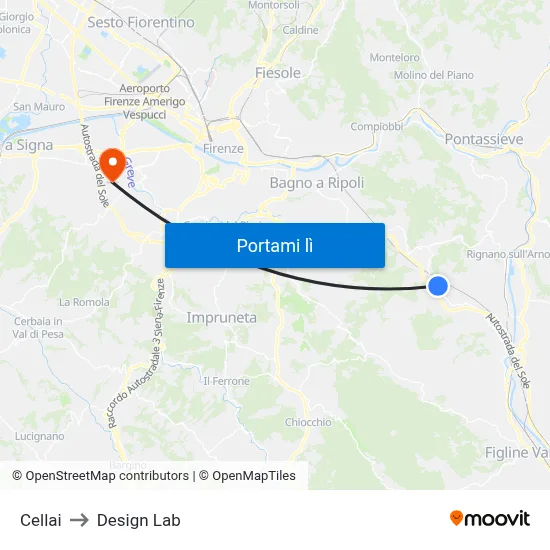 Cellai to Design Lab map