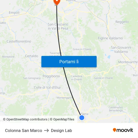 Colonna San Marco to Design Lab map
