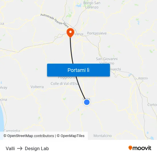 Valli to Design Lab map