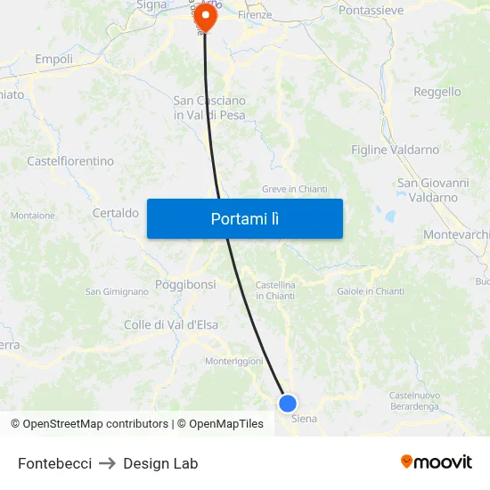 Fontebecci to Design Lab map