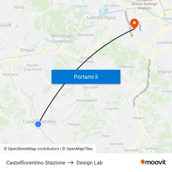 Castelfiorentino Stazione to Design Lab map