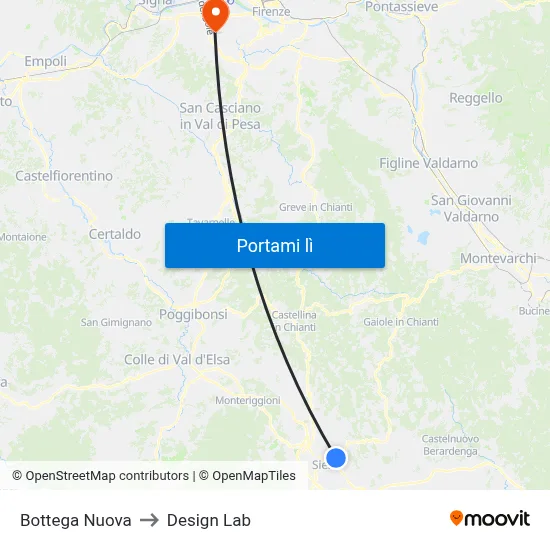 Bottega Nuova to Design Lab map