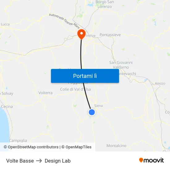 Volte Basse to Design Lab map