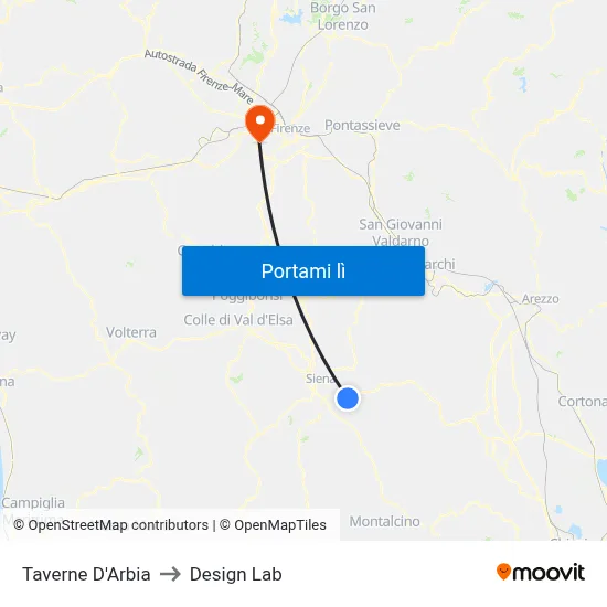 Taverne D'Arbia to Design Lab map