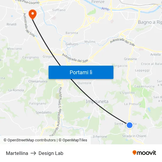 Martellina to Design Lab map