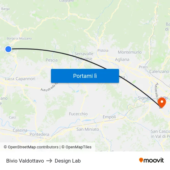 Bivio Valdottavo to Design Lab map