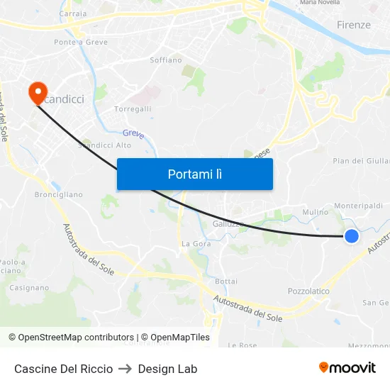 Cascine Del Riccio to Design Lab map
