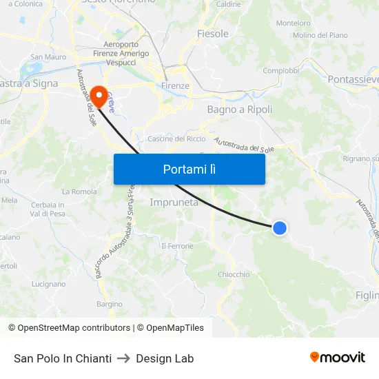 San Polo In Chianti to Design Lab map