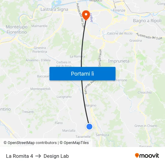 La Romita 4 to Design Lab map
