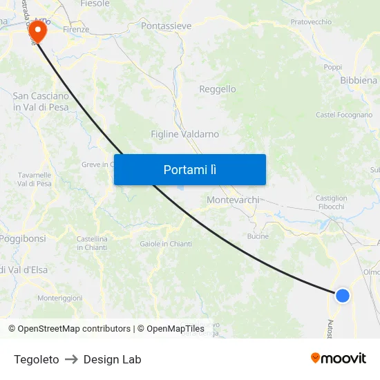 Tegoleto to Design Lab map