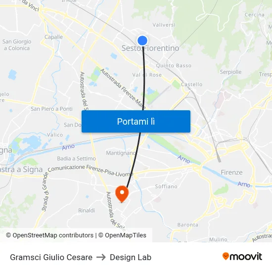 Gramsci Giulio Cesare to Design Lab map
