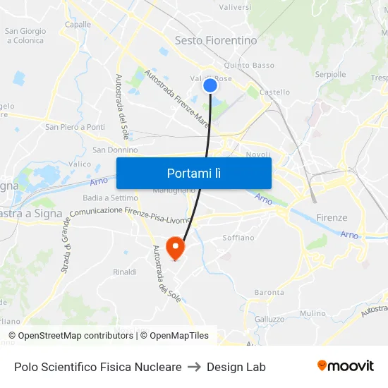 Polo Scientifico Fisica Nucleare to Design Lab map