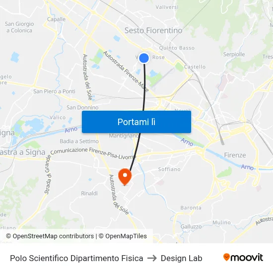 Polo Scientifico Dipartimento Fisica to Design Lab map
