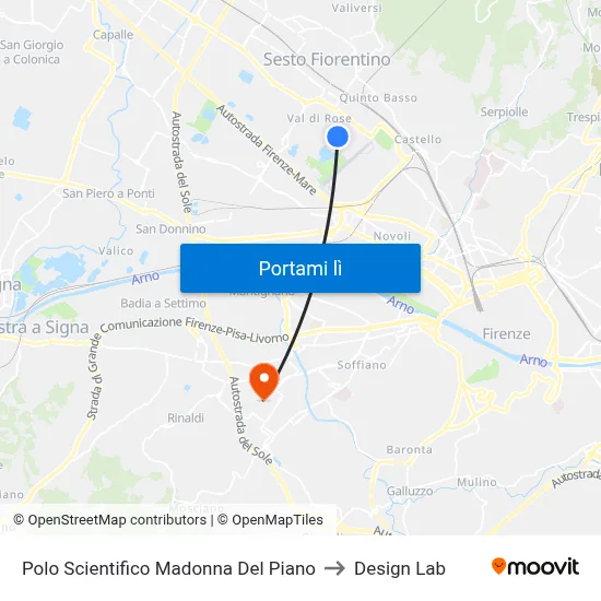 Polo Scientifico Madonna Del Piano to Design Lab map