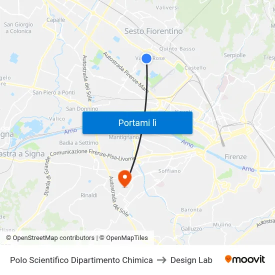 Polo Scientifico Dipartimento Chimica to Design Lab map