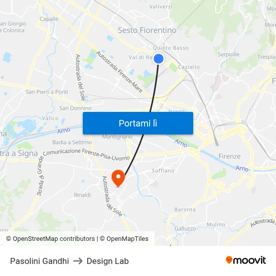 Pasolini Gandhi to Design Lab map
