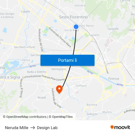 Neruda Mille to Design Lab map