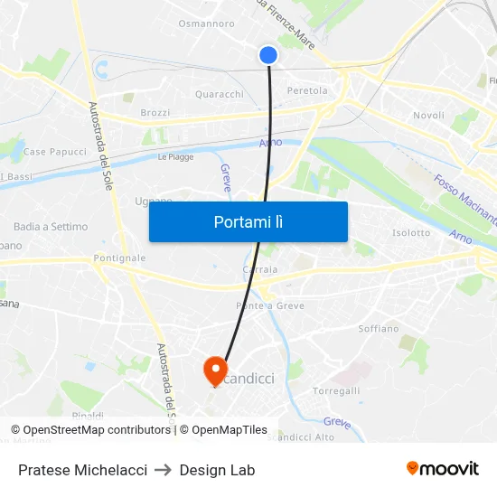 Pratese Michelacci to Design Lab map