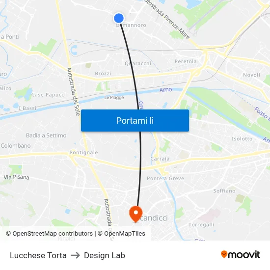 Lucchese Torta to Design Lab map