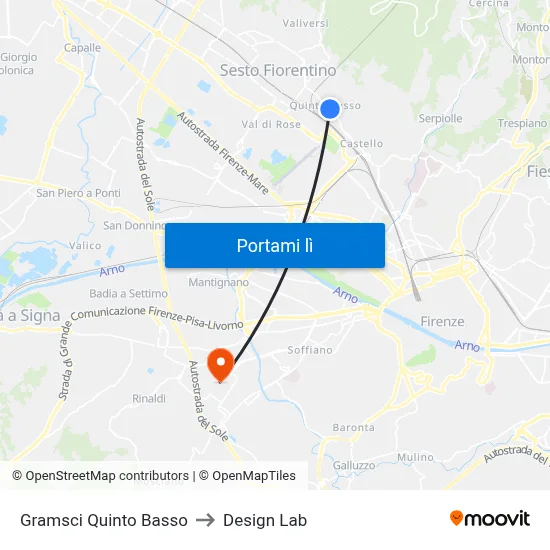 Gramsci Quinto Basso to Design Lab map