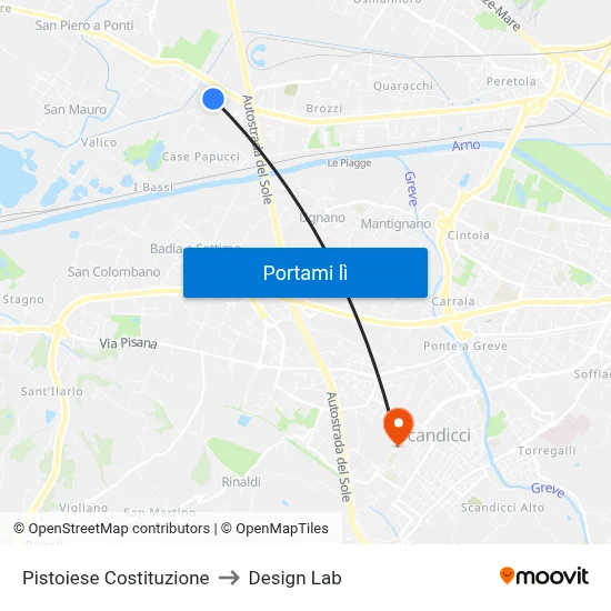 Pistoiese Costituzione to Design Lab map