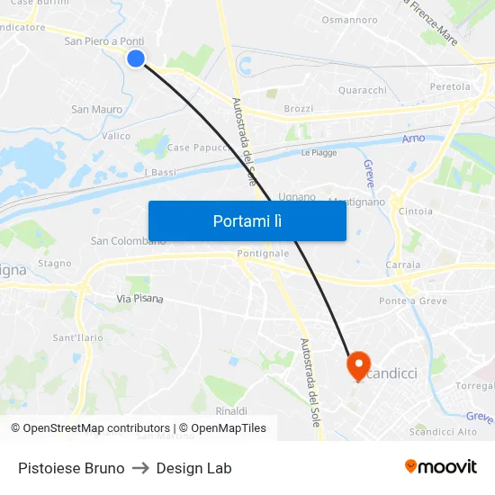 Pistoiese Bruno to Design Lab map