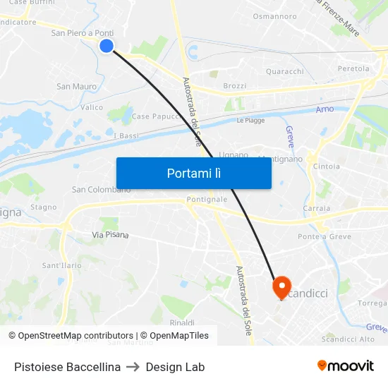 Pistoiese Baccellina to Design Lab map