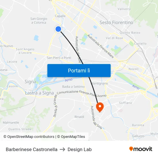 Barberinese Castronella to Design Lab map