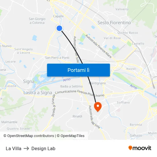 La Villa to Design Lab map