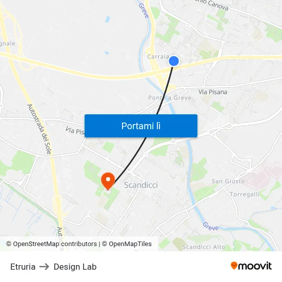 Etruria to Design Lab map
