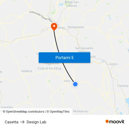 Casetta to Design Lab map