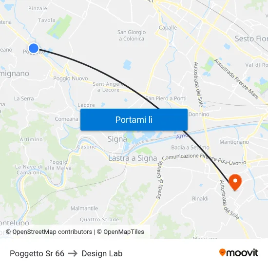 Poggetto Sr 66 to Design Lab map