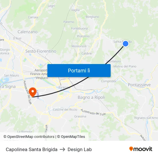 Capolinea Santa Brigida to Design Lab map