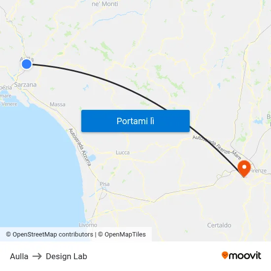 Aulla to Design Lab map