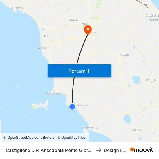 Castiglione D.P. Ansedonia Ponte Giorgin to Design Lab map